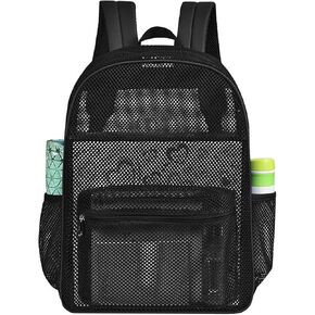 MCWTH Heavy Duty Mesh Backpack, See Through College Student Mesh Bookbag (Black) in Saudi Arabia
