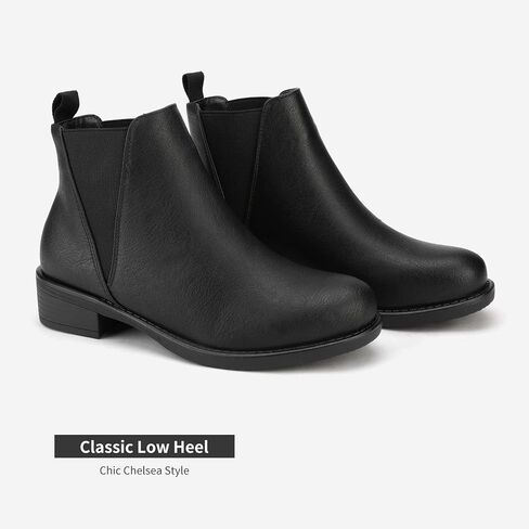 DREAM PAIRS Women's Ankle Boots Chelsea Booties Short Boots | Chunky Low Heel Slip On Fall Ankle Booties,Slip On Elastic Fall Short Boots,Suitable for Casual Outings Daily Work in Saudi Arabia