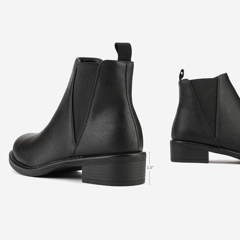DREAM PAIRS Women's Ankle Boots Chelsea Booties Short Boots | Chunky Low Heel Slip On Fall Ankle Booties,Slip On Elastic Fall Short Boots,Suitable for Casual Outings Daily Work in Saudi Arabia