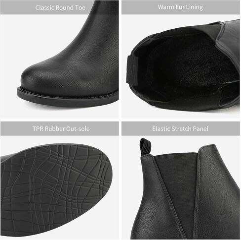 DREAM PAIRS Women's Ankle Boots Chelsea Booties Short Boots | Chunky Low Heel Slip On Fall Ankle Booties,Slip On Elastic Fall Short Boots,Suitable for Casual Outings Daily Work in Saudi Arabia