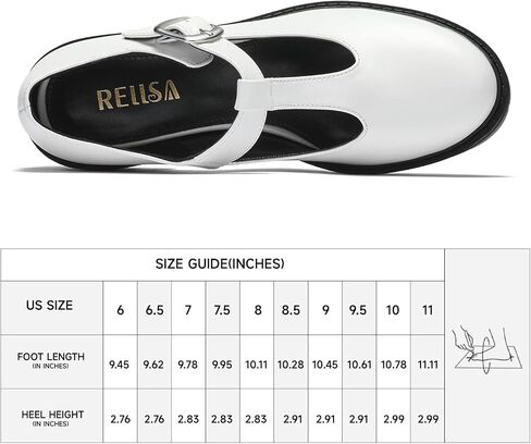 حذاء RELLSA نسائي كلاسيكي من Mary Janes على شكل حرف T وكعب متوسط ​​وكعب مكتنز ومقدمة مستديرة وأحذية لوليتا القوطي للكاحل وأحذية أكسفورد in Kuwait