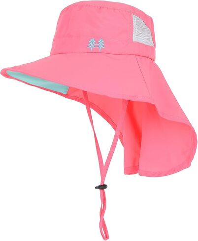 Kids Sun Hats UPF 50+ Sun Protection Hat for Kids with Neck Flap Adjustable Large Brim Beach Fishing Hat for Age 3-12 in Kuwait