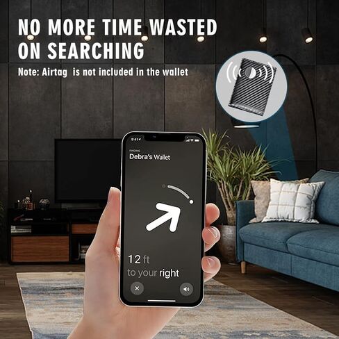 LANJEPMY Airtag Wallet Men, Wallet with Airtag Holder, Bifold Slim Wallet with 10 Card Capacity, ID Window, RFID Blocking, Compatible with Apple Air Tag, Wallet with Gift Box - No Airtag Included in Kuwait