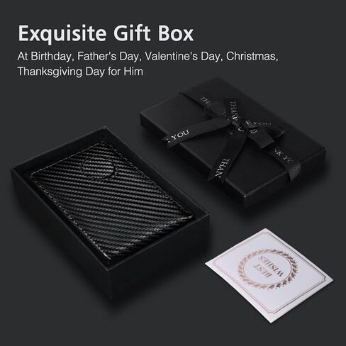 LANJEPMY Airtag Wallet Men, Wallet with Airtag Holder, Bifold Slim Wallet with 10 Card Capacity, ID Window, RFID Blocking, Compatible with Apple Air Tag, Wallet with Gift Box - No Airtag Included in Kuwait