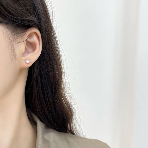 925 Sterling Silver Tiny 2mm 3mm 4mm Stud Earrings for Women: 5 Pairs Cartilage Helix Hypoallergenic Stud Earrings Clear Round CZ Stud Earrings Set for Girls Multiple Piercing in Kuwait