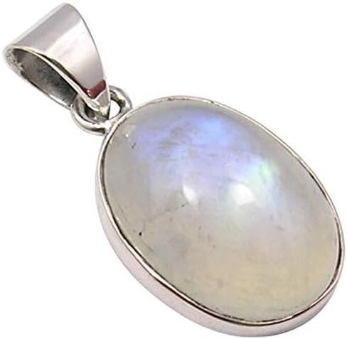 SilverStarJewel 925 Pure Sterling Silver Rainbow Moonstone Necklace Pendant 1.1" New Jewelry in Kuwait