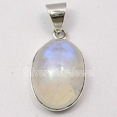 SilverStarJewel 925 Pure Sterling Silver Rainbow Moonstone Necklace Pendant 1.1" New Jewelry in Kuwait