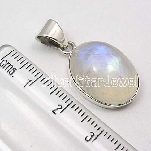 SilverStarJewel 925 Pure Sterling Silver Rainbow Moonstone Necklace Pendant 1.1" New Jewelry in Kuwait