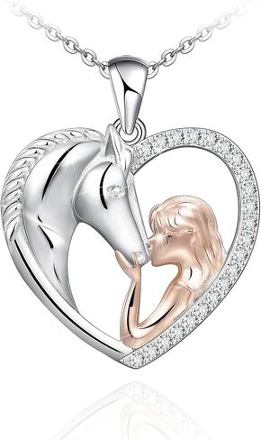 Distance Horse Gifts for Girl S925 Sterling Silver Girl Horse Pendant Necklace Jewelry Mother's Day Gifts for Girl Women Girlfriend Mom Horse Lover in Saudi Arabia