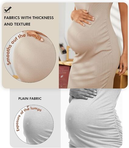 Ecavus Women's Maternity Ribbed Slim Fit Dress Sleeveless Tank Dresses Scoop Neck Pregnancy Bodycon Dress for Casual Wear in Saudi Arabia