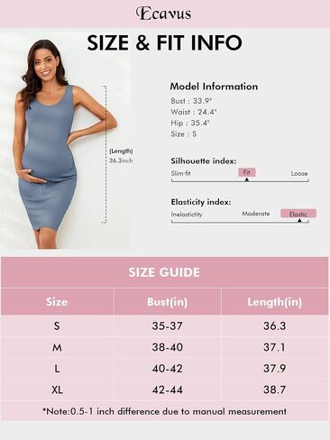 Ecavus Maternity Tank Dress, Maternity Bodycon Dress with Side Ruching | soft ribbed fabric,stretchy pregnancy fit,baby shower essential,all-stage pregnancy wear in Kuwait