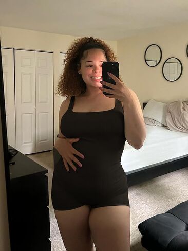 AIBIANOCEL Women's Maternity Bodysuit Pregnancy Shapewear Sleeveless Tank Top Shorts Ribbed Romper Jumpsuit in Saudi Arabia
