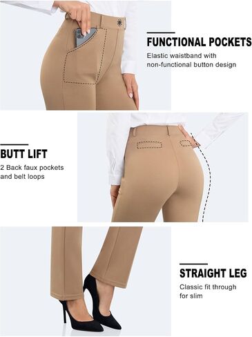 UUE Dress Pants for Women Business Casual Stretch Pull On Women's Work Pants with Pockets Straight & Skinny Leg in Saudi Arabia