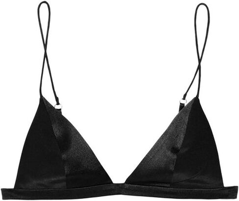 SilRiver Women's Silk Satin Triangle Bralette Soft Cup Wireless Bra Smooth and Comfortable Wire Free Bra Top in Saudi Arabia