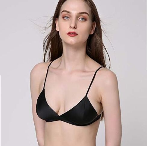 SilRiver Women's Silk Satin Triangle Bralette Soft Cup Wireless Bra Smooth and Comfortable Wire Free Bra Top in Saudi Arabia