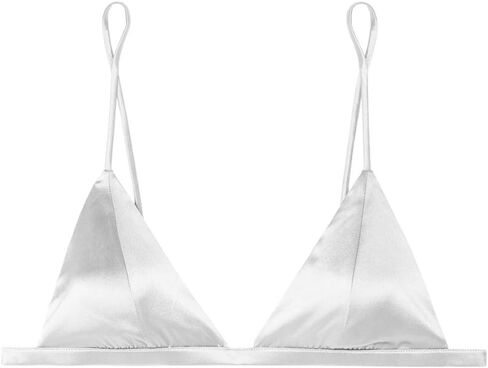 SilRiver Women's Silk Satin Triangle Bralette Soft Cup Wireless Bra Smooth and Comfortable Wire Free Bra Top in Saudi Arabia