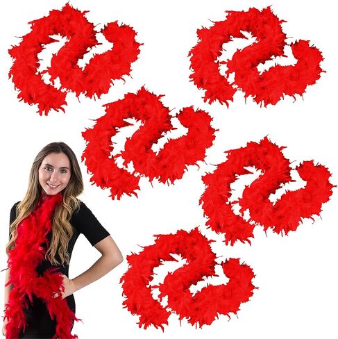 Tigerdoe Feather Boas - 6 عبوات - Red Marabou Boas، ملحقات أزياء الحفلات بطول 72 بوصة in Kuwait