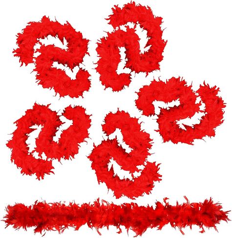 Tigerdoe Feather Boas - 6 عبوات - Red Marabou Boas، ملحقات أزياء الحفلات بطول 72 بوصة in Kuwait