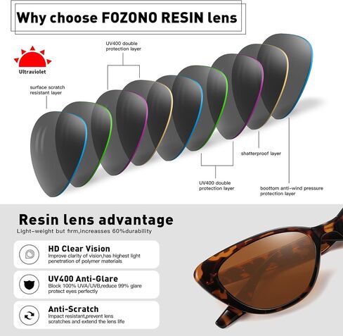 Fozono ريترو خمر ضيق عين القط النظارات الشمسية للنساء الرجال 90s صغيرة أنيقة نمط عصري Sunies UV400 حماية in Kuwait