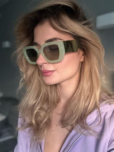 نظارات شمسية مربعة كبيرة الحجم من FEISEDY للنساء والرجال بإطار سميك B4074 in Kuwait