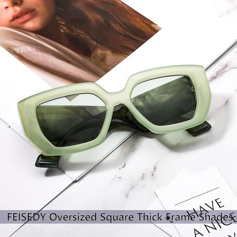 نظارات شمسية مربعة كبيرة الحجم من FEISEDY للنساء والرجال بإطار سميك B4074 in Kuwait