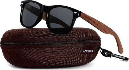 ANDWOOD Wood Sunglasses Polarized for Men Women Uv Protection Wooden Bamboo Frame Mirrored Sun Glasses in Kuwait