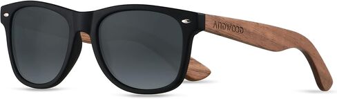 ANDWOOD Wood Sunglasses Polarized for Men Women Uv Protection Wooden Bamboo Frame Mirrored Sun Glasses in Kuwait