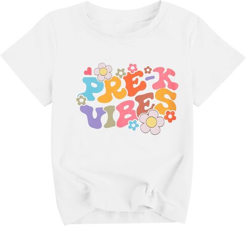 قمصان ما قبل رياض الأطفال طفل فتاة ما قبل K رسالة طباعة تي شيرت العودة إلى المدرسة بلايز أزهار لطيفة مرحلة ما قبل المدرسة تي شيرت in Kuwait