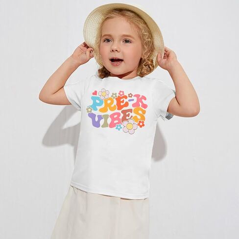 قمصان ما قبل رياض الأطفال طفل فتاة ما قبل K رسالة طباعة تي شيرت العودة إلى المدرسة بلايز أزهار لطيفة مرحلة ما قبل المدرسة تي شيرت in Kuwait
