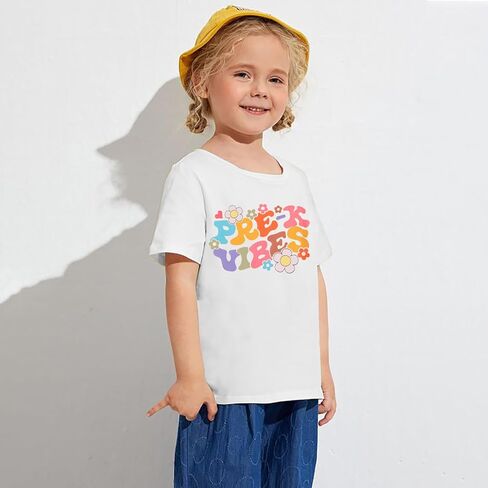 قمصان ما قبل رياض الأطفال طفل فتاة ما قبل K رسالة طباعة تي شيرت العودة إلى المدرسة بلايز أزهار لطيفة مرحلة ما قبل المدرسة تي شيرت in Kuwait