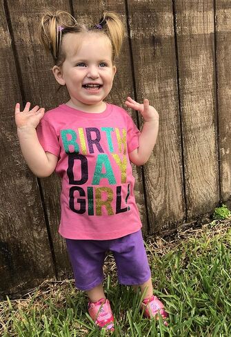 SoRock Birthday Girl Shirt Toddler Kids Glitter in Saudi Arabia