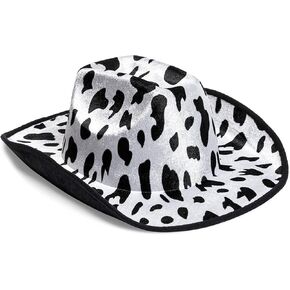 Zodaca Cow Print Cowboy Hat for Men, Women, Western Cowgirl Hat for Halloween Costume, Birthday Party (Unisex, Adult Size)