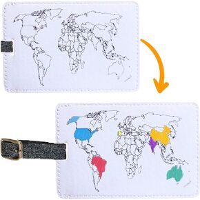 بطاقة أمتعة مطلية بخريطة العالم - بطاقة أمتعة فريدة من نوعها لخريطة العالم لحقائب السفر، علامات أسماء لحقائب/حقائب السفر الجوي الدولية، معرفات الأمتعة المعتمدة من إدارة أمن المواصلات الأمريكية لحقائب السفر والأمتعة in Kuwait