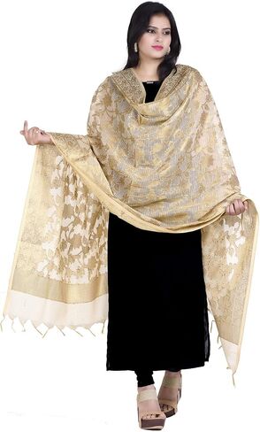 وشاح Chandrakala النسائي Chanderi Zari Work Banarasi Dupatta (D117) in Saudi Arabia