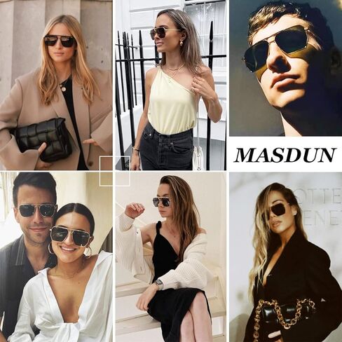 MASDUN نظارات شمسية مستقطبة مربعة كبيرة الحجم للنساء والرجال بظلال كلاسيكية UV400 نظارات شمسية معدنية كلاسيكية in Kuwait