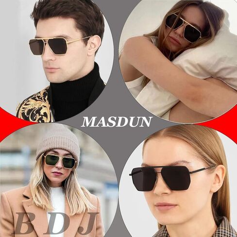 MASDUN نظارات شمسية مستقطبة مربعة كبيرة الحجم للنساء والرجال بظلال كلاسيكية UV400 نظارات شمسية معدنية كلاسيكية in Kuwait