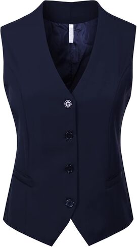 Design by Olivia Women's Fully Lined Button Up V-Neck Tuxedo Suit Vest Waistcoat in Kuwait
