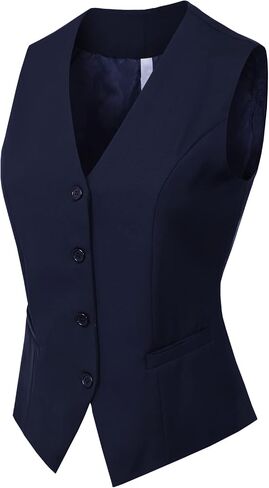 Design by Olivia Women's Fully Lined Button Up V-Neck Tuxedo Suit Vest Waistcoat in Kuwait