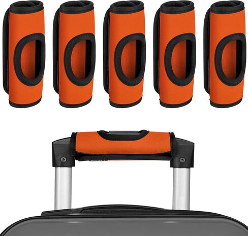 5 Pcs Neoprene Large Luggage Handle Wrap Handle Grip Luggage Tags Identifier Hollow Design for Push-Button, Bright Luggage Markers for Airport Travel Luggage Suitcase Trolley Case (5color, 5.5x7Inch) in Kuwait