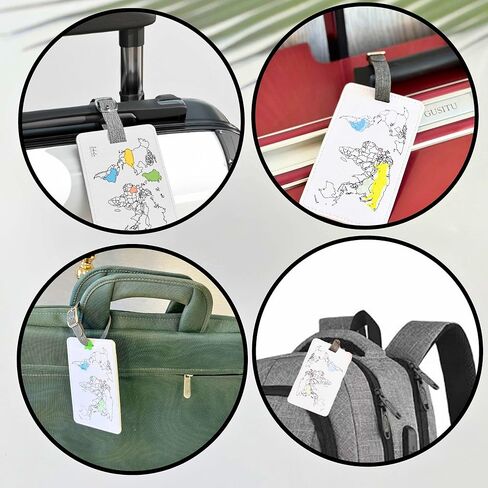 بطاقة أمتعة مطلية بخريطة العالم - بطاقة أمتعة فريدة من نوعها لخريطة العالم لحقائب السفر، علامات أسماء لحقائب/حقائب السفر الجوي الدولية، معرفات الأمتعة المعتمدة من إدارة أمن المواصلات الأمريكية لحقائب السفر والأمتعة in Kuwait