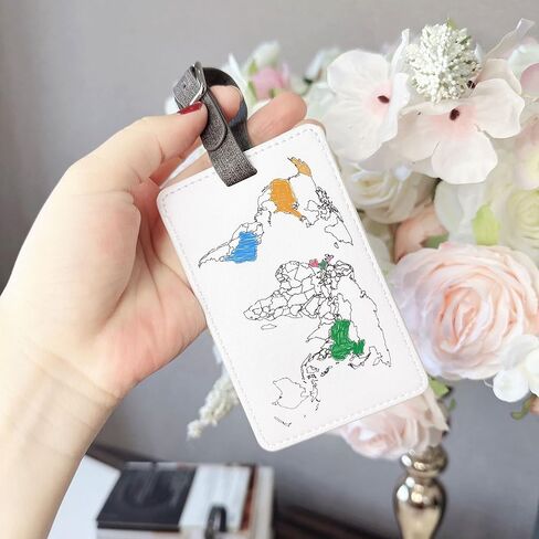 بطاقة أمتعة مطلية بخريطة العالم - بطاقة أمتعة فريدة من نوعها لخريطة العالم لحقائب السفر، علامات أسماء لحقائب/حقائب السفر الجوي الدولية، معرفات الأمتعة المعتمدة من إدارة أمن المواصلات الأمريكية لحقائب السفر والأمتعة in Kuwait