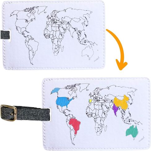 بطاقة أمتعة مطلية بخريطة العالم - بطاقة أمتعة فريدة من نوعها لخريطة العالم لحقائب السفر، علامات أسماء لحقائب/حقائب السفر الجوي الدولية، معرفات الأمتعة المعتمدة من إدارة أمن المواصلات الأمريكية لحقائب السفر والأمتعة in Kuwait