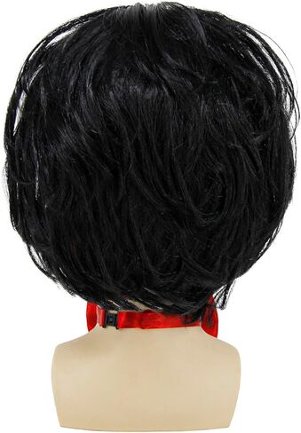 Enccfoeo Saw Billy Puppet Costume Mask Adult Horror Movie Cosplay Full Head Latex Mask with Hair Halloween Costumes Scary Clown Puppet Masquerade with Red Bow Tie and Gloves in Kuwait