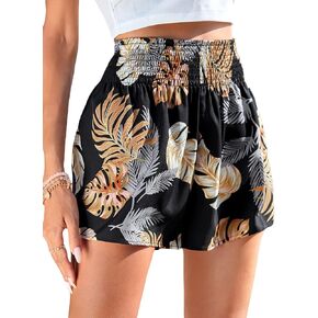 Floerns Women's Summer Tribal Print Elastic Waist Beach Shorts