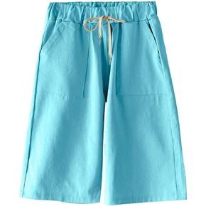 شورت برمودا نسائي كاجوال من Vcansion بخصر مطاطي للصيف برباط من القطن مع جيوب in Kuwait