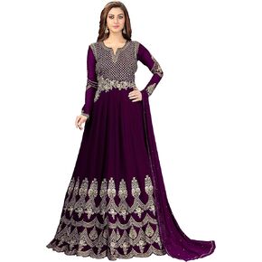 Nivah Fashion Women's Georgette Embroidery Anarkali Suit Set Stitched