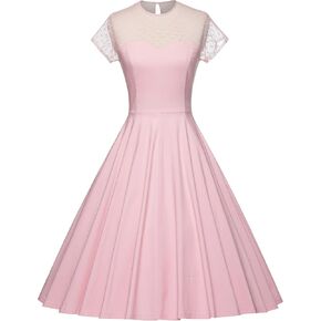 GownTown 1950 Women Dress Midi Shirt Dress Cocktail Dress with Belt