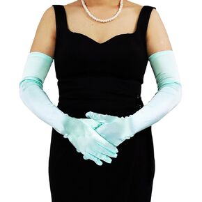 SUFEINI Women's Long Satin Gloves Stretchy Opera Party Gloves 1920s White Black Red Evening Party Gloves