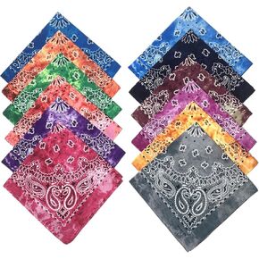 SYHRHL 12 Pack Tie Dye Bandana Novelty Cotton Bandanas Cowboy Classic Paisley Handkerchiefs for Men and Women in Kuwait