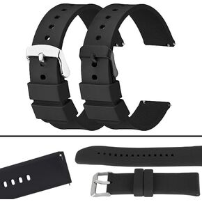 TACPAK قطعتان من حزام السيليكون، حزام بديل سريع الفك، حزام ناعم مقاوم للماء والعرق، إبزيم من الفولاذ المقاوم للصدأ، سوار معصم رياضي متوافق مع الساعة الذكية 18 مم in Kuwait